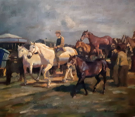 2125-T2 | 50cm x 61cm | cavalier et chevaux 